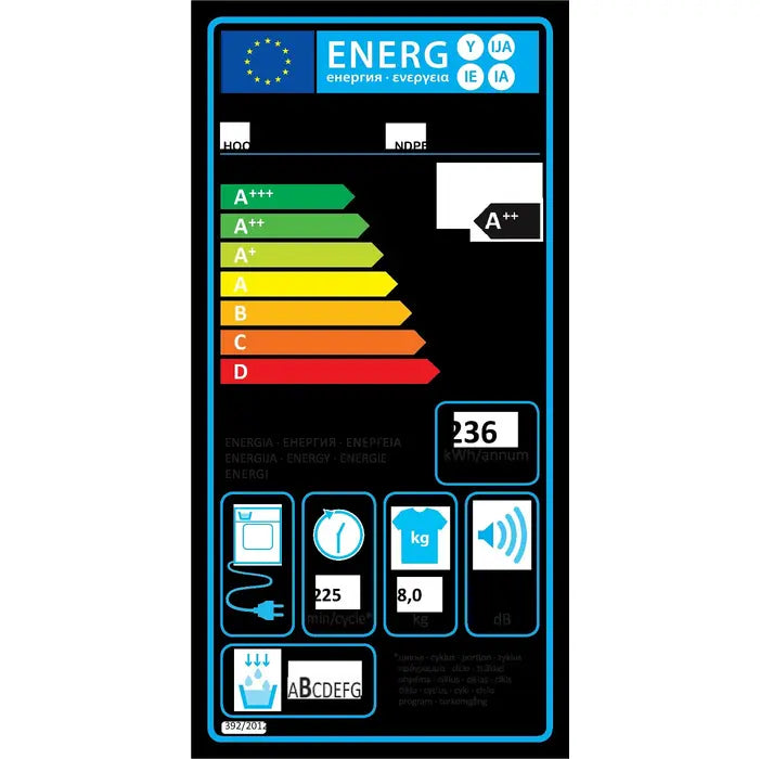 Sušička bielizne Hoover NDPEH8A2TCBEXS-S, A++, 8kg