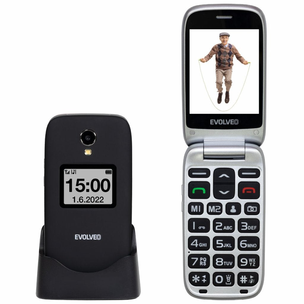 Tlačidlový telefón Evolveo EasyPhone FS, čierna VYBALENÉ