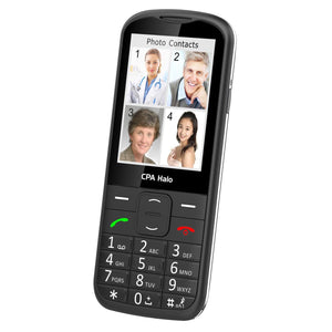 Tlačidlový telefón pre seniorov CPA Halo 28, čierny VYBALENÉ