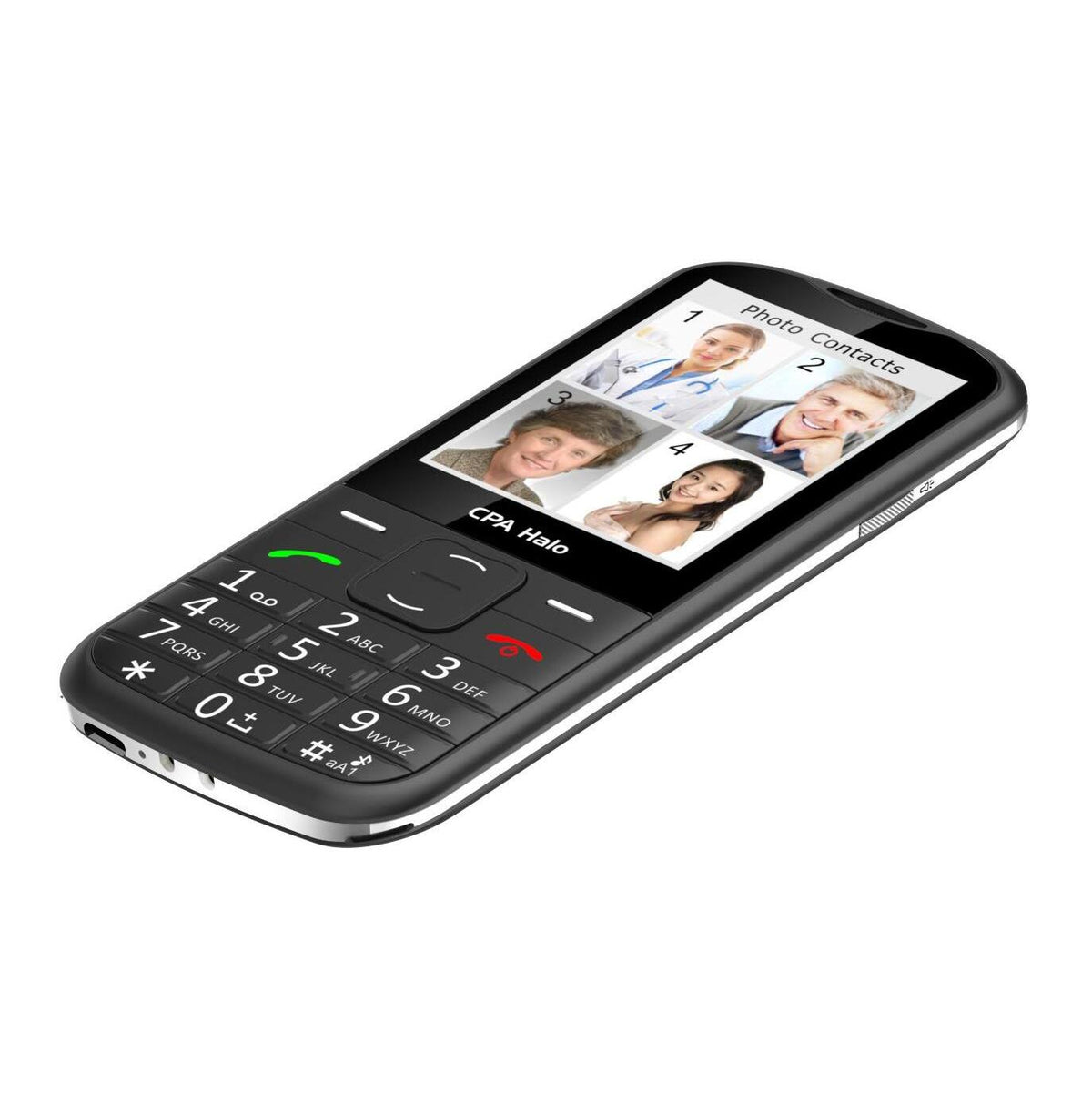 Tlačidlový telefón pre seniorov CPA Halo 28, čierny VYBALENÉ