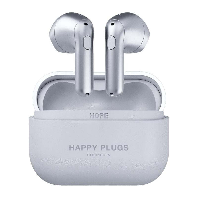 True Wireless slúchadlá Happy Plugs Hope, strieborná JAVÉ ZNÁMKY POUŽITIA