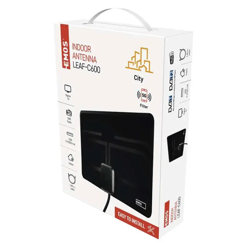 TV anténa Emos CITY LEAF-C600, aktívna, izbová VYBALENÉ