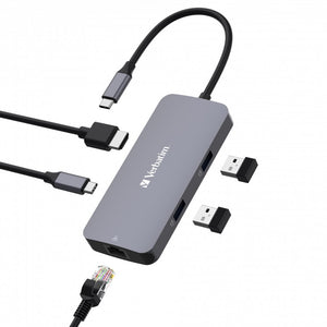 USB-C hub Verbatim 5,HDMI,RJ45,2xUSB-A,USB-C PD