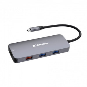 USB-C hub Verbatim 9,HDMI,RJ45,2xUSB-C,3xUSB-A,SD,microSD