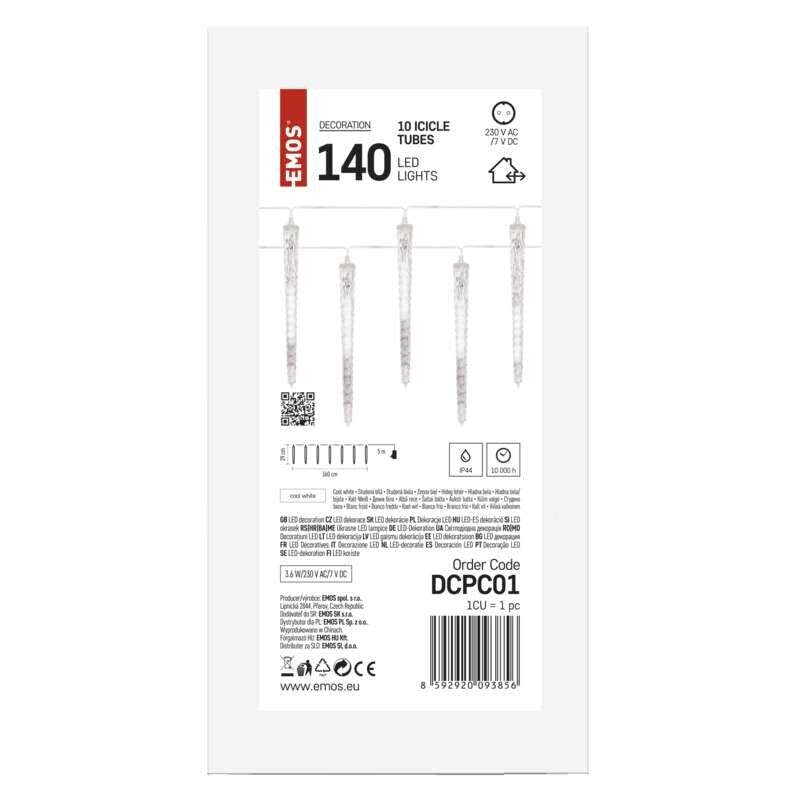 Vianočné osvetlenie Emos DCPC01, cencúle, studená biela VYBALENÉ