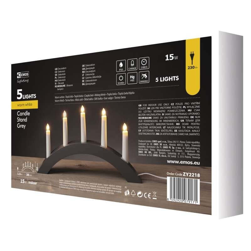 Vianočné osvetlenie Emos ZY2218, šedý drevený oblúk, 40x28 cm VYBALENÉ