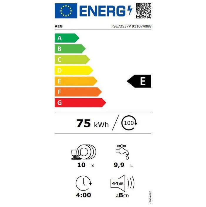 Vstavaná umývačka riadu AEG  FSE72537P, 45cm,10sád VYBALENÉ