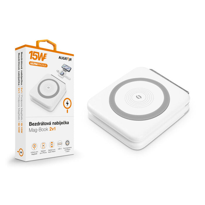 2v1 Bezdrôtová nabíjačka Aligator Mag-Book, MagSafe+Watch, 15W