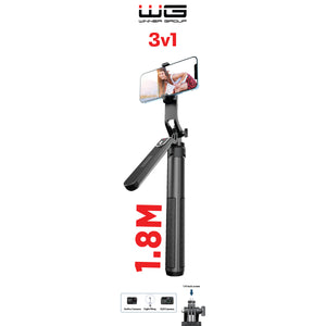 3v1 Selfie tyč/statív/manuálny stabilizátor, až 180cm, Bluetooth