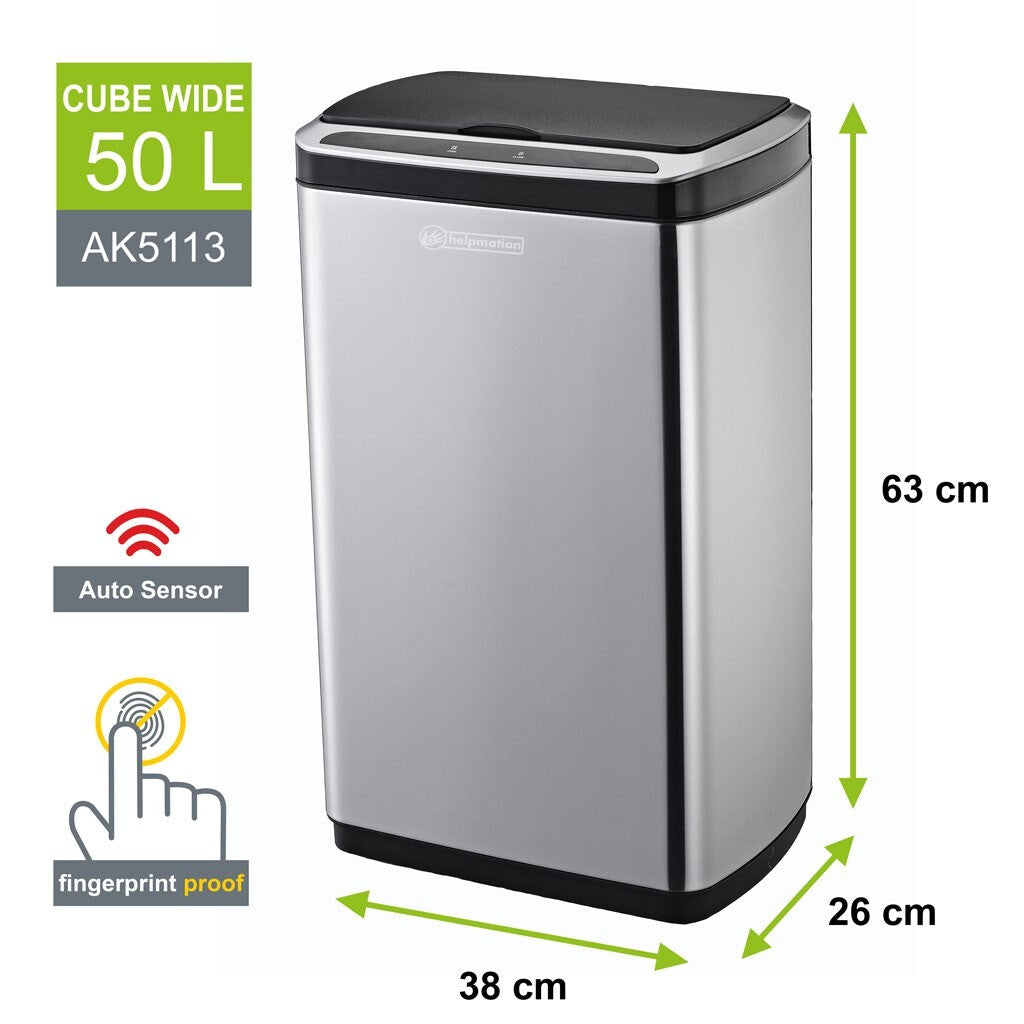 Bezdotykový kôš Helpmation CUBE WIDE AK5113, 50l