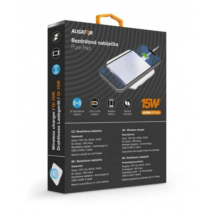 Bezdrôtová nabíjačka Aligator Pure-Pad 15W, biela POŠKODENÝ OBAL