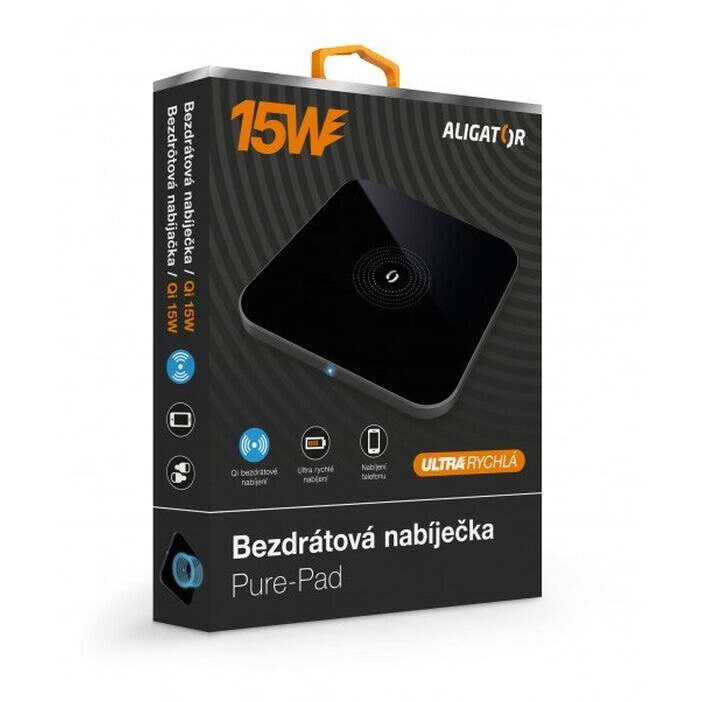 Bezdrôtová nabíjačka Aligator Pure-Pad 15W, čierna POŠKODENÝ OBAL