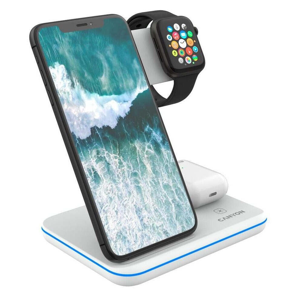 Bezdrôtová nabíjačka CANYON 3v1 pre apple zariadenia, biela