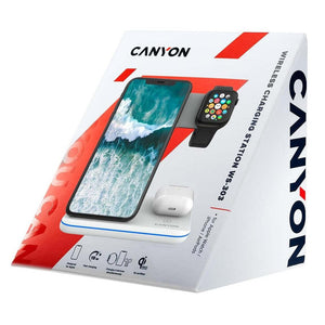 Bezdrôtová nabíjačka CANYON 3v1 pre apple zariadenia, biela