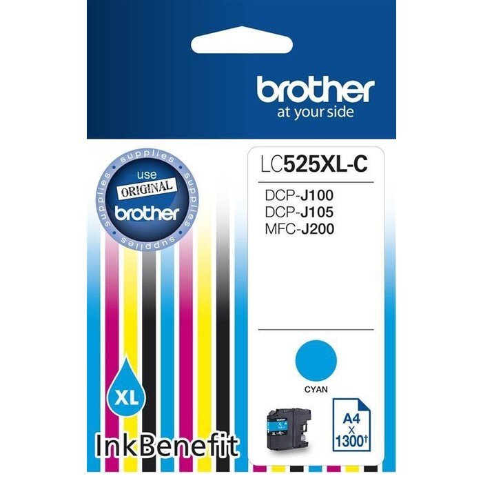 Brother originálny ink LC-525XLC, cyan, 1300str.