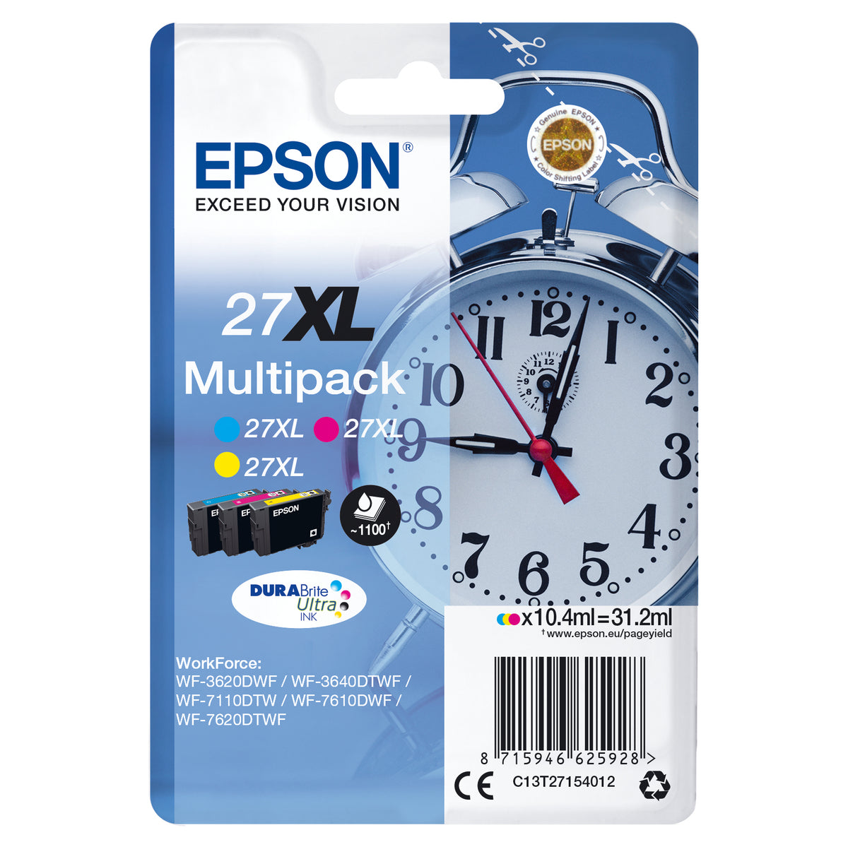 Epson originálny ink C13T27154012, 27XL, color, 3x10,4ml