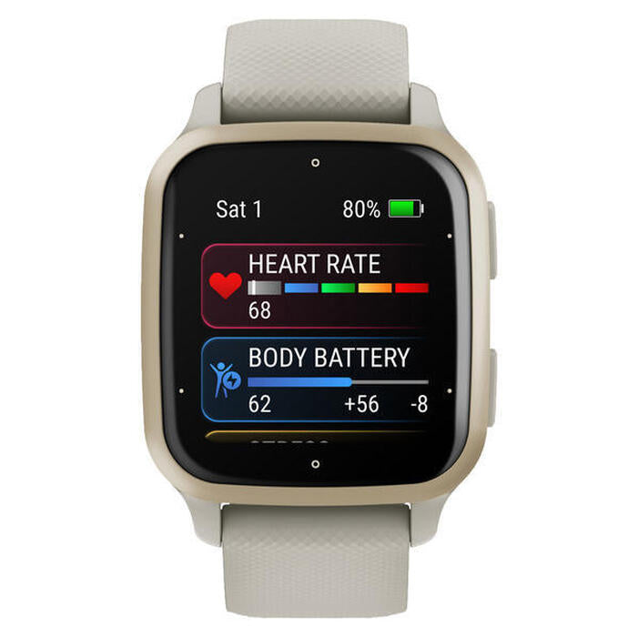 Chytré hodinky Garmin Venu SQ 2 Music, zlatá + béžový remienok