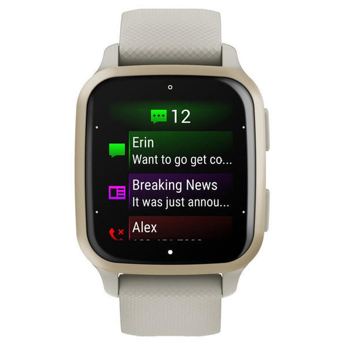 Chytré hodinky Garmin Venu SQ 2 Music, zlatá + béžový remienok