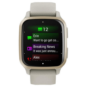 Chytré hodinky Garmin Venu SQ 2 Music, zlatá + béžový remienok