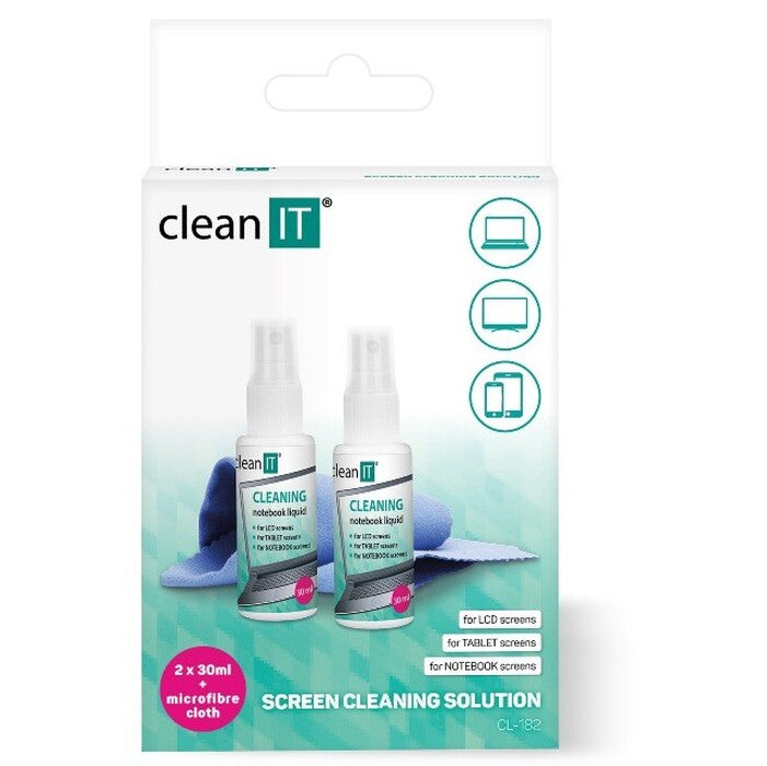 Čistiaci roztok na notebooky s utierkou CLEAN IT CL182, 2x30 ml
