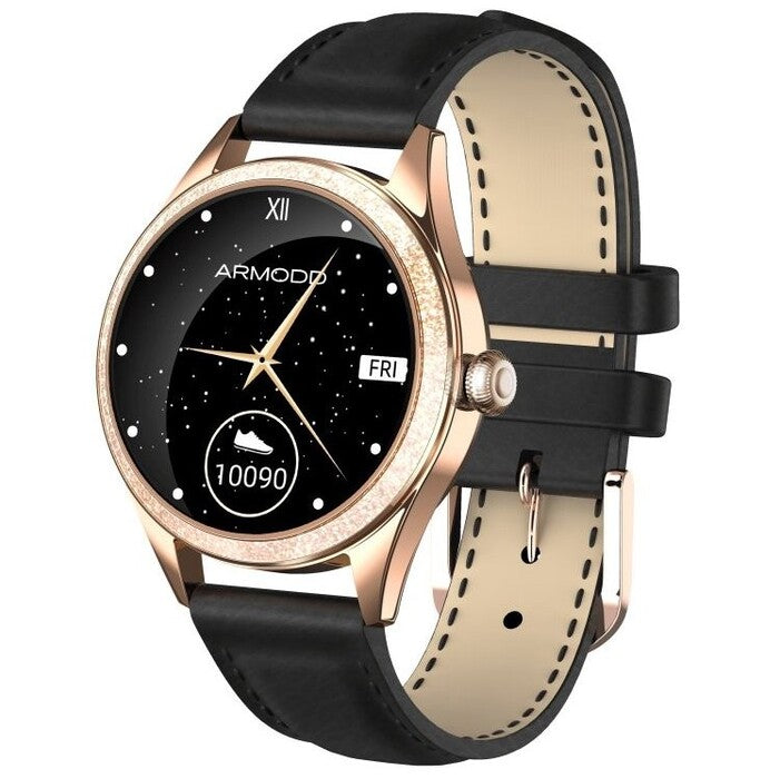 Smart hodinky ARMODD Candywatch Crystal 2, kožený rem, zlatá
