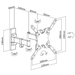 Držiak TV MKF 21DP224, VESA 200×200, 20kg, kĺbový
