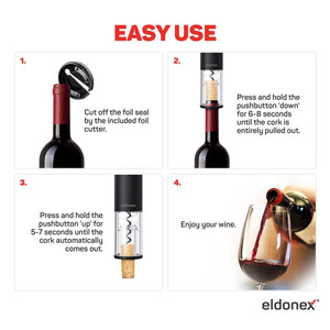 Elektrický otvárač na víno ELDONEX WineSpin, čierny