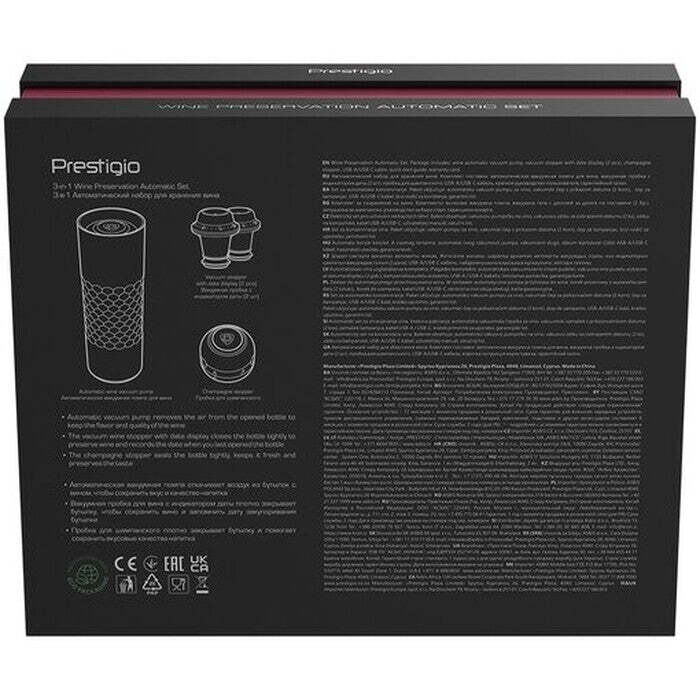 Elektrický set na uchovanie nedopitých fliaš vína Prestigio POŠKODENÝ OBAL