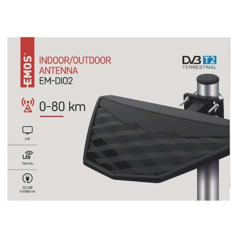 EMOS EM-DIO2 TV anténa 0-80 km aktívna vonkajšia POŠKODENÝ OBAL