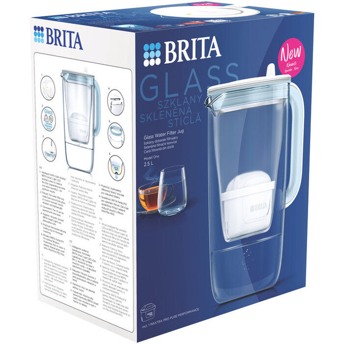 Filtračná sklenená kanvica Brita NEW 2024, 2,5 l,svetlo modrá