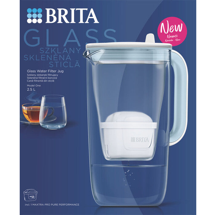 Filtračná sklenená kanvica Brita NEW 2024, 2,5 l,svetlo modrá