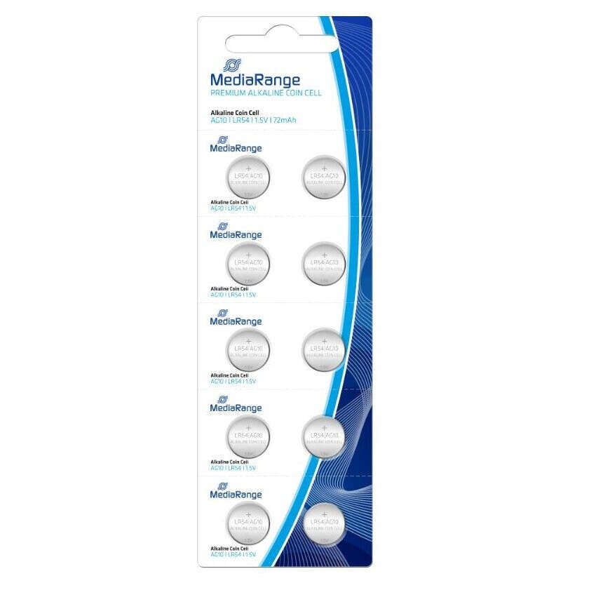 Gombíková batéria MediaRange Premium AG10, LR54, 1.5V, 10ks