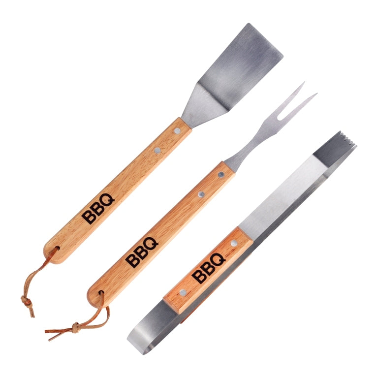 Grilovacie náčinie BBQ set, nerez/dub, dĺžka 34cm, 3ks