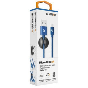Kábel Aligator Micro USB na USB, 2A, 1m, modrá