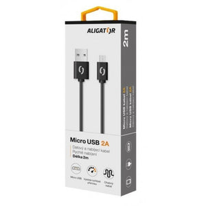 Kábel Aligator Micro USB na USB 2A, 2m, čierna