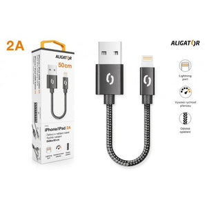 Kábel Aligator Premium 2A, Lightning 50cm, čierna