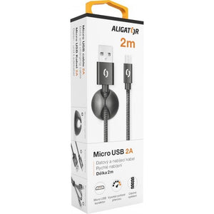 Kábel Aligator Premium 2A, microUSB 2m, čierna