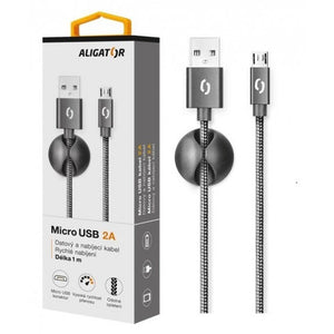 Kábel Aligator Premium Micro USB na USB 2A, čierna