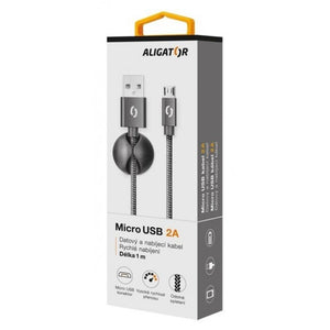 Kábel Aligator Premium Micro USB na USB 2A, čierna