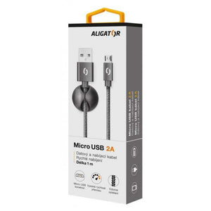 Kábel Aligator Premium Micro USB na USB 2A, čierna