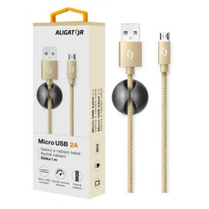 Kábel Aligator Premium Micro USB na USB 2A, zlatá
