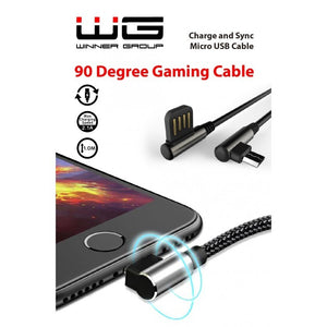 Kábel WG Micro USB na USB, zahnutý 90°, 1m, čierna