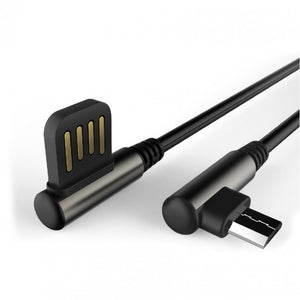 Kábel WG Micro USB na USB, zahnutý 90°, 1m, čierna