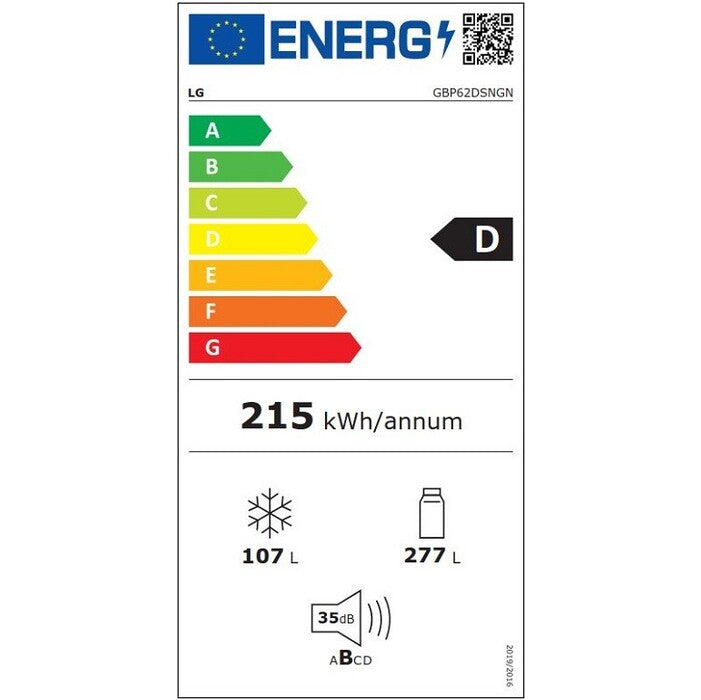 Kombinovaná chladnička s mrazničkou dole LG GBP62DSNGN