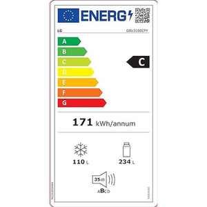 Kombinovaná chladnička s mrazničkou dole LG GBV3100CPY