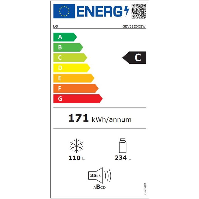 Kombinovaná chladnička s mrazničkou dole LG GBV31E0CSW