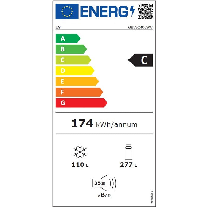 Kombinovaná chladnička s mrazničkou dole LG GBV5240CSW