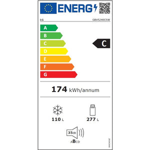 Kombinovaná chladnička s mrazničkou dole LG GBV5240CSW