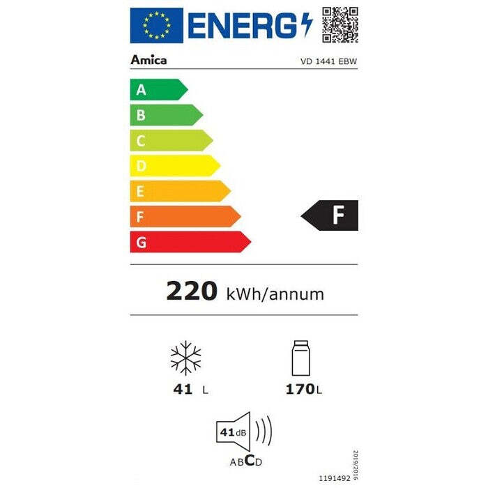 Kombinovaná chladnička s mrazničkou hore Amica VD 1441 EBW