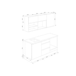 Kuchynská linka Aurelia 180 cm (biela matná, lakovaná)